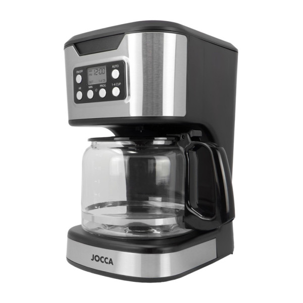 JOCCA DIGITAL DRIP COFFEE MACHINE 1.5L WITH GLASS JUG AND TIMER SILVER/BLACK