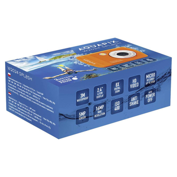 AQUAPIX WATERPROOF CAMERA W2024-W SPLASH ORANGE