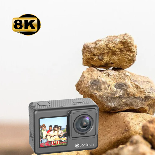 LAMTECH 8K EIS DUAL SCREEN WIFI ACTION CAMERA WITH REMOTE CONTROL BLACK