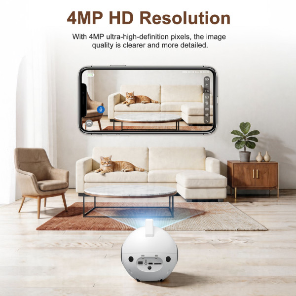 SRIHOME PET COMPANION ROBOT CAMERA 4MP HD RESOLUTION WHITE