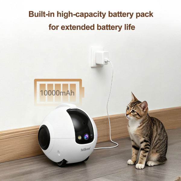 SRIHOME PET COMPANION ROBOT CAMERA 4MP HD RESOLUTION WHITE