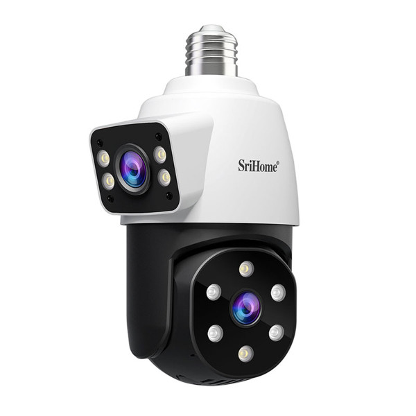 SRIHOME DUAL LENS LIGHT BULB CLOUD WIFI SECURITY CAMERA 2MP WHITE