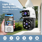SRIHOME DUAL LENS LIGHT BULB CLOUD WIFI SECURITY CAMERA 2MP WHITE