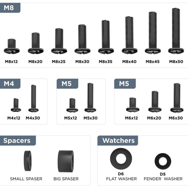 GEMBIRD UNIVERSAL WALLMOUNT SCREWS KIT BLACK