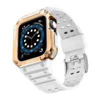 Πλαστικό Λουράκι Με Θήκη Για Smartwatch Λευκό Ροζ Χρυσό