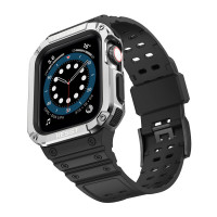Πλαστικό Λουράκι Με Θήκη Για Smartwatch Μαύρο Ασημί