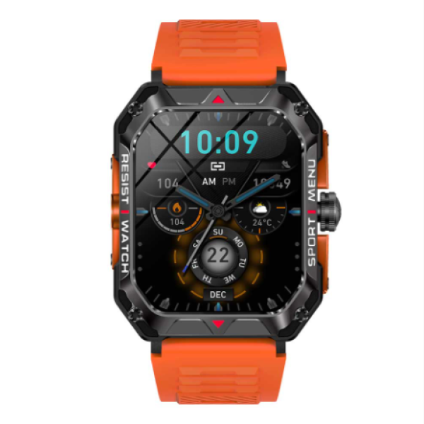 LAMTECH SPORT WATCH BT5.1 WITH HEALTH SENSOR & SPORT TRACKING SQUARE TFT 2.02' DISPLAY B.ORANGE