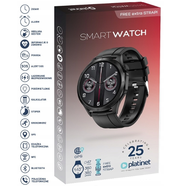 Smartwatch Platinet PSMART20B Mαύρο