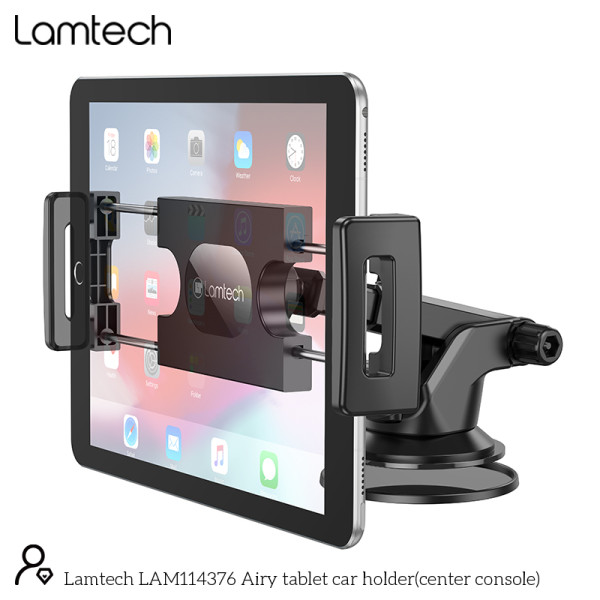LAMTECH DUAL-AXIS CAR HOLDER FOR TABLETS & SMARTPHONES UP TO 12.9′ Black