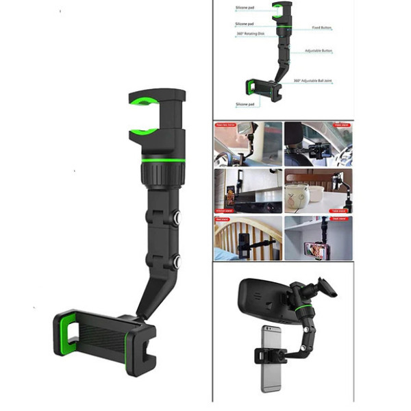 Wolulu As-50478 Multifunction Universal Car Rearview Mirror Phone Holder Wolulu As-50478 Multifunction Universal Car Rearview Mirror Phone Holder